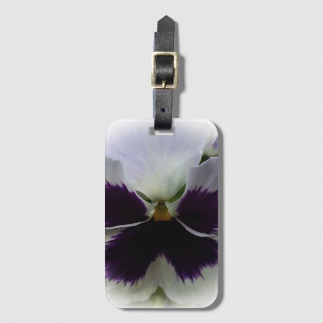 Étiquette À Bagage Pensée violette et blanche (Devant Vertical)