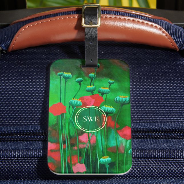 Étiquette À Bagage Pépites rouges et vertes, fleurs Modèles d'art flo (Insitu Rectoal 2)