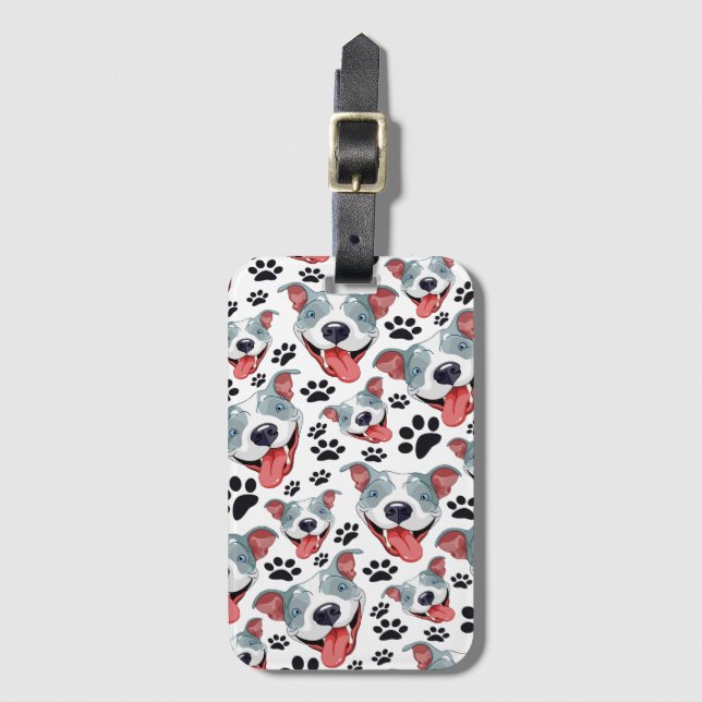 Étiquette À Bagage Peppy Pit Bull American Pitbull Pet Puppy Chien (Devant Vertical)