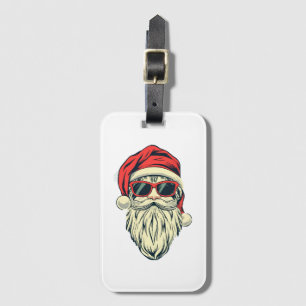 Étiquette À Bagage Père Noël avec des lunettes