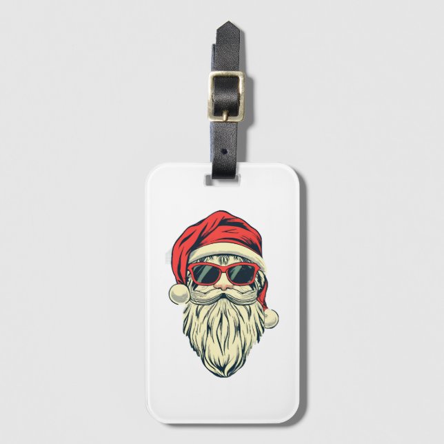 Étiquette À Bagage Père Noël avec des lunettes (Devant Vertical)