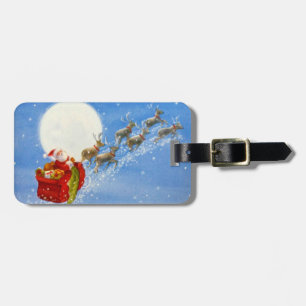 Étiquette À Bagage Père Noël avec son étiquette de bagage Reindeer vo