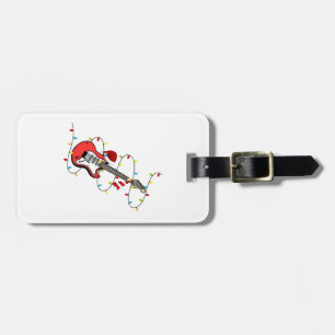 Étiquette À Bagage Père Noël guitare électrique musique Noël amateur 