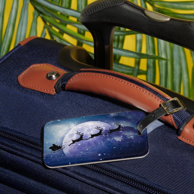 Étiquette À Bagage Père Noël Sleigh | Imaginaire Galaxy Christmas Nig (Insitu Rectoal 3)