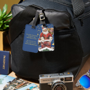 Étiquette À Bagage Père Noël vintage, La Nuit avant Noël