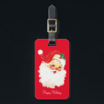 Étiquette À Bagage Père Noël Vintage sur Rouge<br><div class="desc">Vintage Noël Santa Claus sur le rouge étiquette de valise. Tous les textes prêts à être personnalisés.</div>