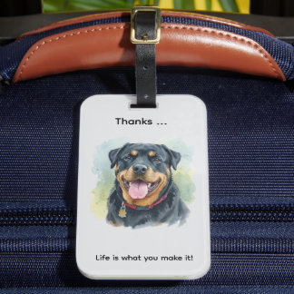 Étiquette À Bagage Personalize Watercolor Pet Rottweiler Portrait