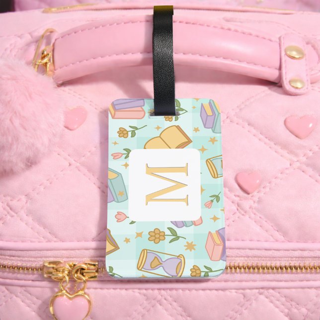 Étiquette À Bagage Personalized Letter Magic Books Girl School Green (Créateur téléchargé)