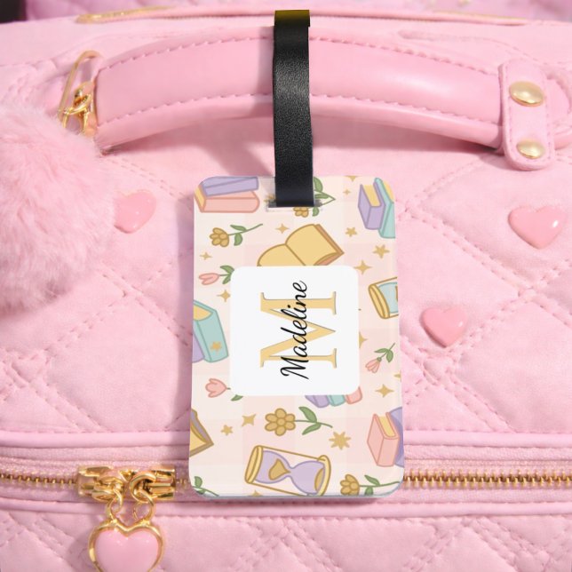 Étiquette À Bagage Personalized Magic Books Girl Pink School Witch (Créateur téléchargé)