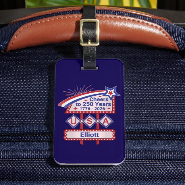 Étiquette À Bagage Personalized USA 250–Patriotic Retro Marquee (Insitu Rectoal 2)