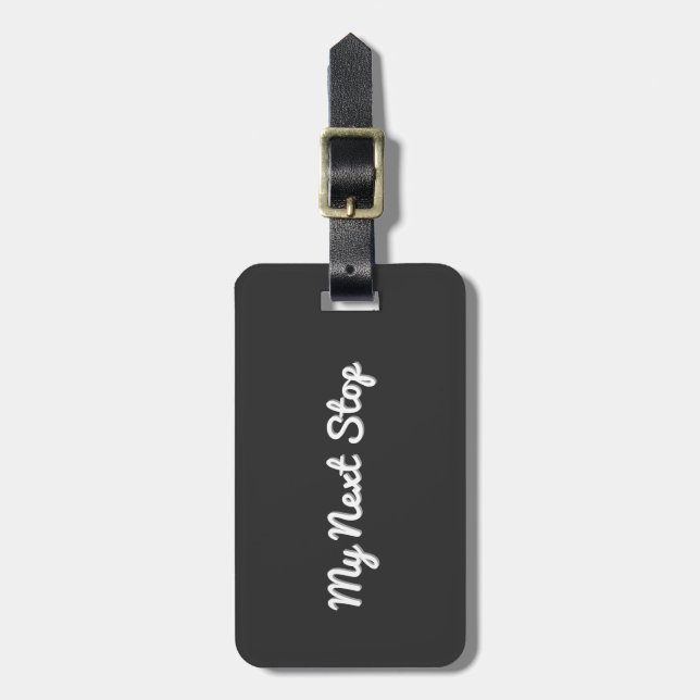 Étiquette À Bagage Personnalisable - Mon prochain arrêt - Design noir (Devant Vertical)