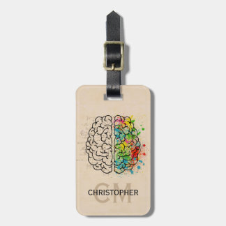 Étiquette À Bagage Personnalisation du cerveau humain gauche et droit