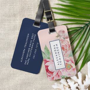 Étiquette À Bagage Personnalisé Antique Peony