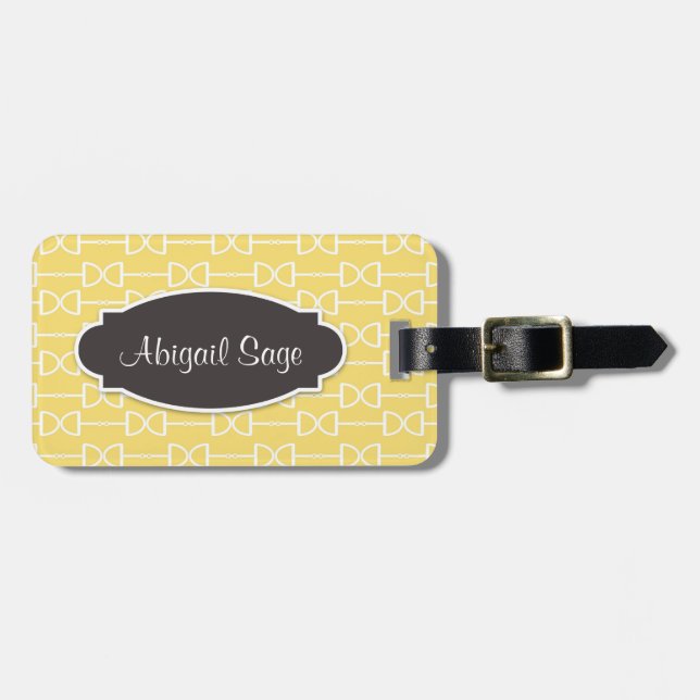 Étiquette À Bagage Personnalisé D Anneau Snaffle Cheval Bit Jaune (Devant horizontal)