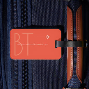 Étiquette À Bagage Personnalisé élégant rouge orange