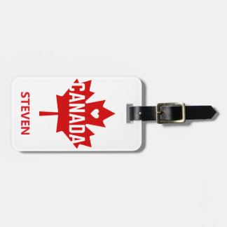 Étiquette À Bagage Personnalisé Love Canada drapeau de la feuille de
