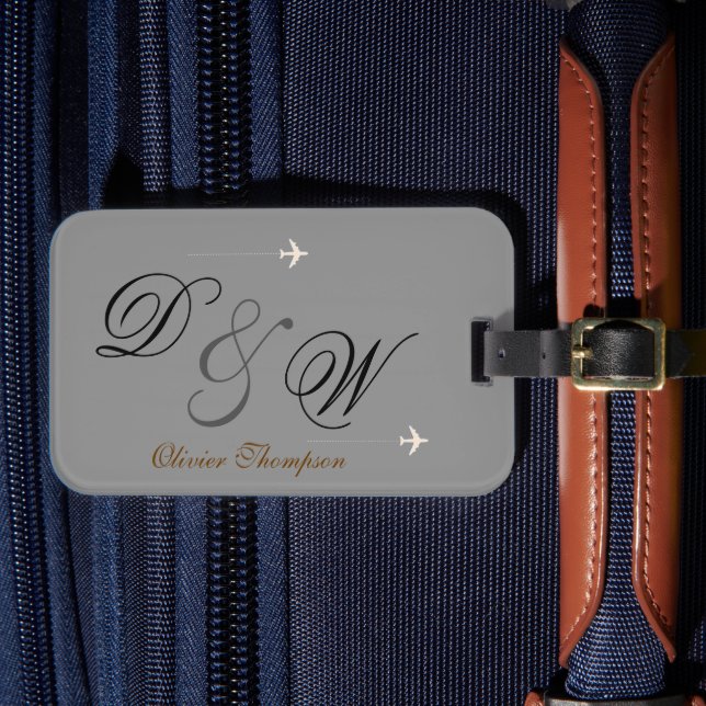 Étiquette À Bagage personnalisé M. & initiales du nom de Mme (Insitu Rectoal 4)