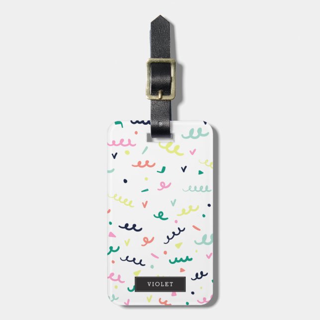 Étiquette À Bagage Personnalisé | Memphis Confetti (Devant Vertical)