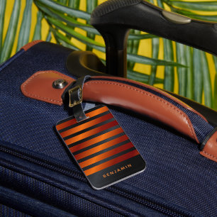 Étiquette À Bagage Personnalisé moderne noir et orange