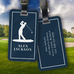 Étiquette À Bagage Personnalisé Monogram Golfer Ajouter votre logo