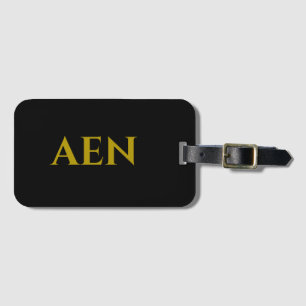 Étiquette À Bagage Personnalisé Monogrammé Noir et Or