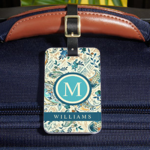 Étiquette À Bagage Personnalisé Motif de marguerite bleu foncé