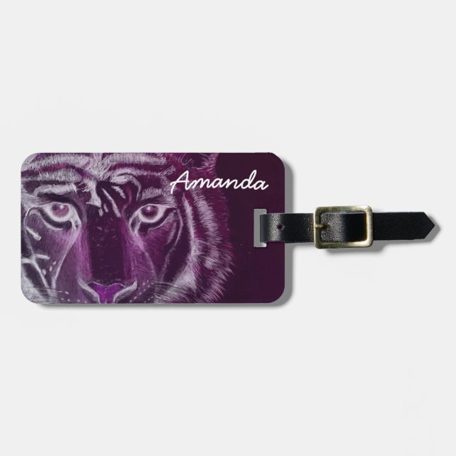 Étiquette À Bagage Personnalisé par le nom Tiger Design (Devant horizontal)