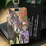 Étiquette À Bagage Personnalisé Photo Horse Pet<br><div class="desc">Voici le Equestrian Elegance Luggage Tag, un must pour tous les amateurs de chevaux et les voyageurs. Cette étiquette de bagage simple et moderne est conçue pour garder vos effets personnels en sécurité tout en ajoutant une touche de personnalité à votre équipement de voyage. Caractéristiques Affichage photo personnalisé : Montrez...</div>