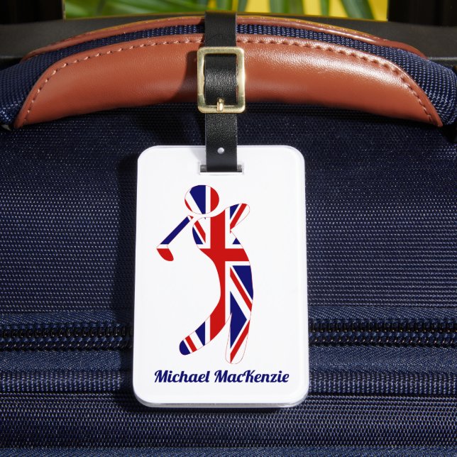 Étiquette À Bagage Personnalisé Union Jack Golfer (Insitu Rectoal 2)