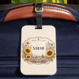 Étiquette À Bagage personnalisé vintage provence lavande et tournesol