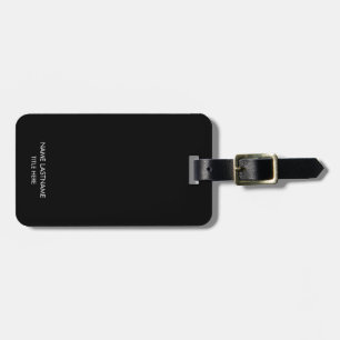 Étiquette À Bagage Personnaliser avec nom, texte minimaliste noir bla