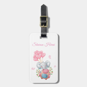 Étiquette À Bagage Personnaliser   Étiquette de bagage éléphant rose 