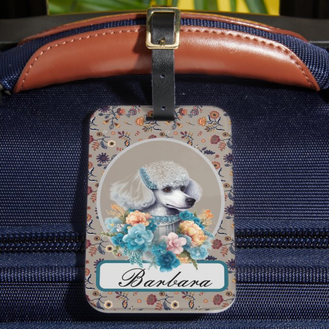 Étiquette À Bagage Personnaliser Poodle Vintage  (Insitu Rectoal 2)