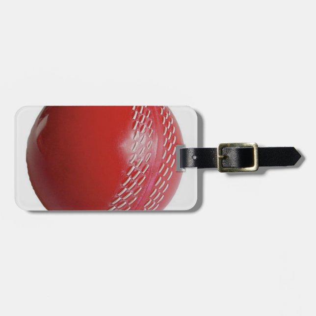 Étiquette À Bagage Personnaliser rouge de balle de cricket avec votre (Devant horizontal)