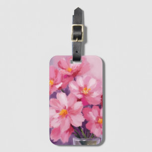 Étiquette À Bagage Pétales roses en fleurs Peinture de fleurs à l'a