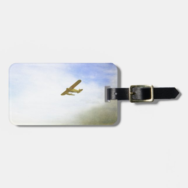 Étiquette À Bagage Petit avion avec le ciel bleu (Devant horizontal)