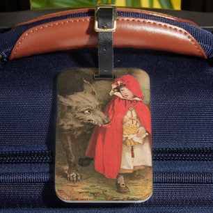 Étiquette À Bagage Petit Chaperon Rouge et Grand Méchant Loup vintage
