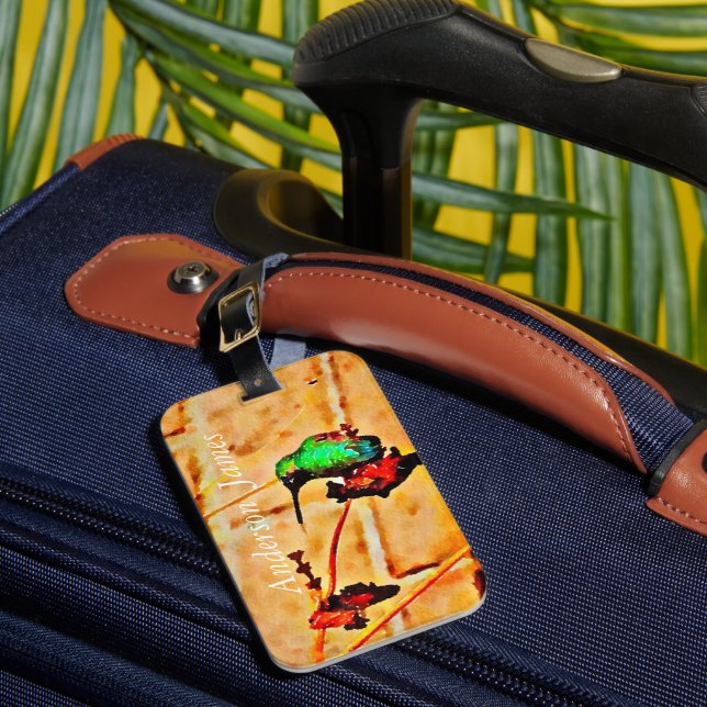Étiquette À Bagage Petit colibri vert (Insitu Rectoal 1)