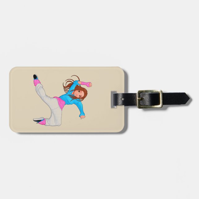 Étiquette À Bagage Petite fille hip hop danseuse (Devant horizontal)