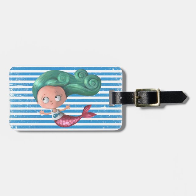 Étiquette À Bagage Petite sirène mignonne (Devant horizontal)