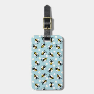 Étiquette À Bagage Petites abeilles mignonnes et fleurs marguerites m