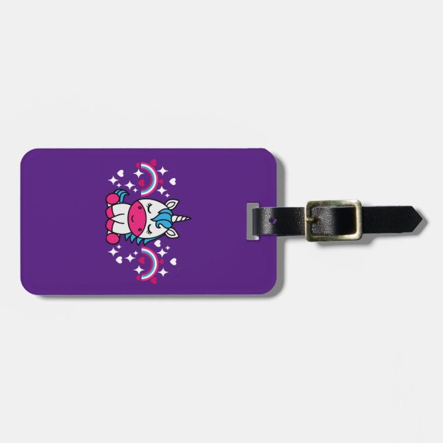 Étiquette À Bagage Petites filles Unicorn Pony (Devant horizontal)