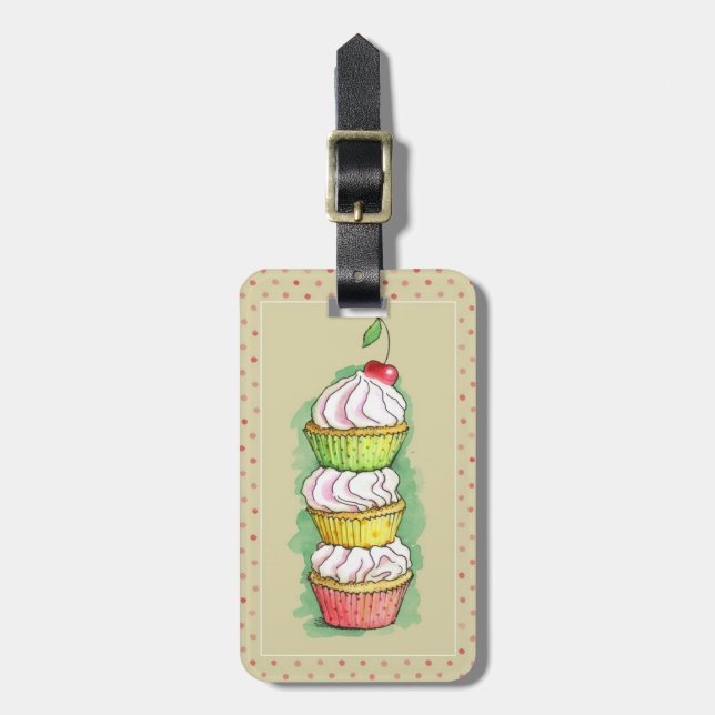 Étiquette À Bagage Petits gâteaux d'aquarelle. Illustration de (Devant Vertical)