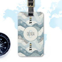 Phare avec Vagues Icy Hiver Monogramme Nautique