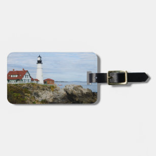 Étiquette À Bagage Phare de Portland Headlight sur une côte rocheuse