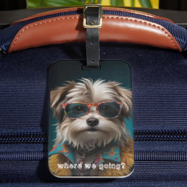 Étiquette À Bagage Photo de chien mignon (Insitu Rectoal 2)