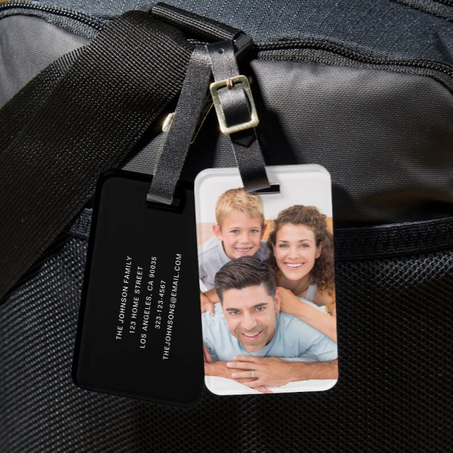 Étiquette À Bagage Photo de famille moderne (Modern Family Photo Luggage Tag)