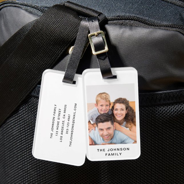 Étiquette À Bagage Photo de famille moderne (Modern Family Photo Luggage Tag)