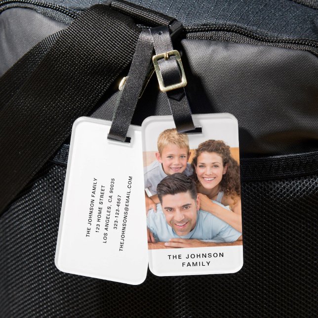 Étiquette À Bagage Photo de famille moderne (Modern Family Photo Luggage Tag)