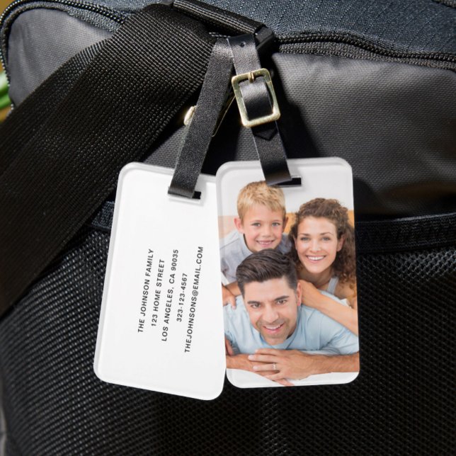 Étiquette À Bagage Photo de famille moderne (Modern Family Photo Luggage Tag)